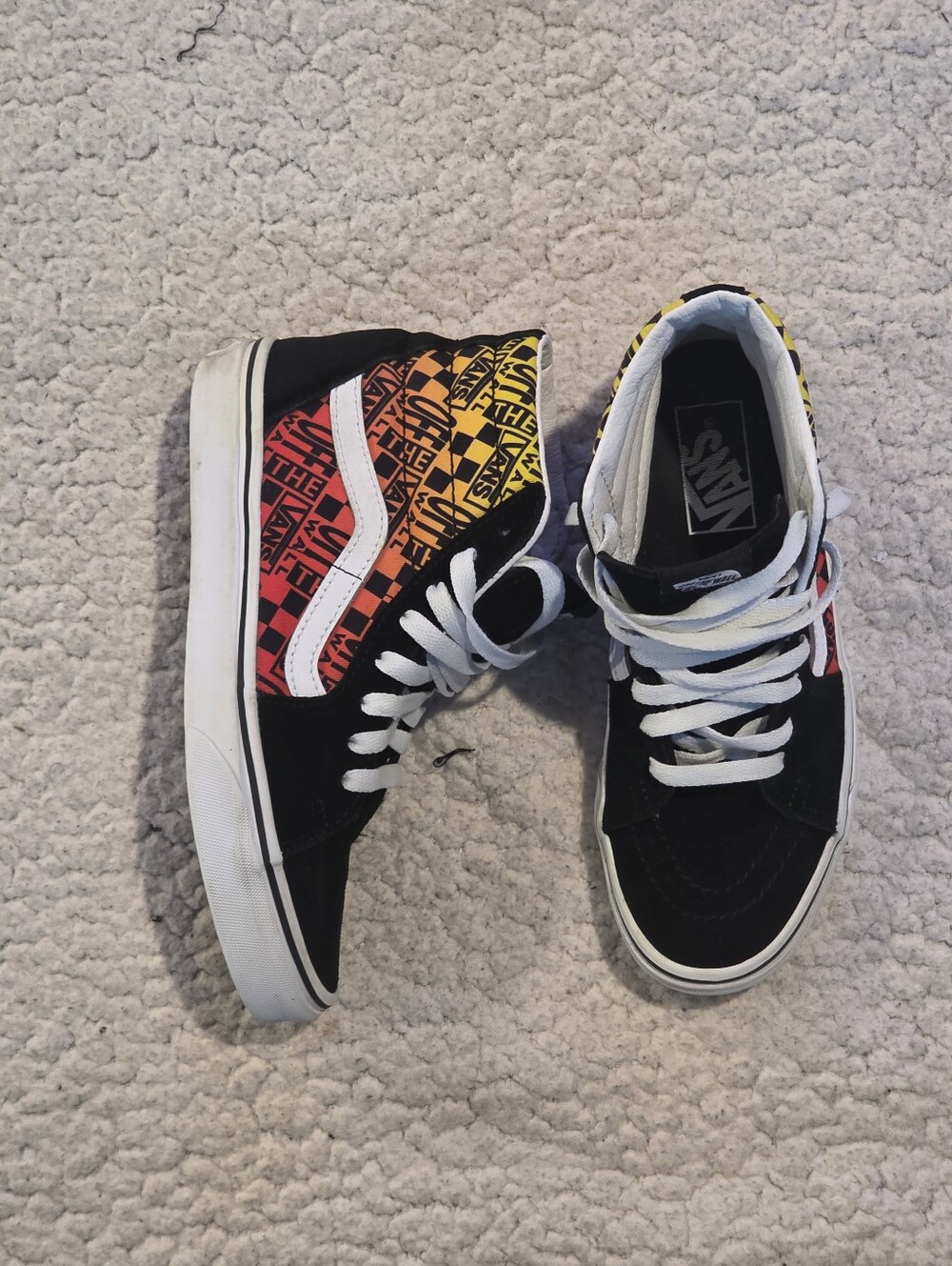 Vans Sk8-Hi Label Mix Graphic Skate Shoes Black Red Yellow Men 4.5 Women 6